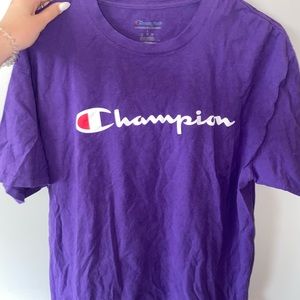 purple champion tshirt; size large